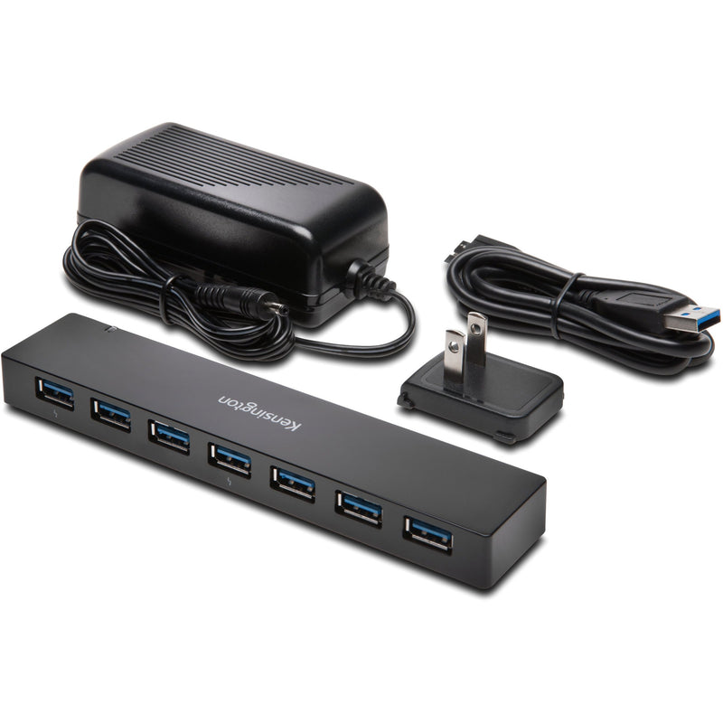 Kensington USB hub with AC adapter and power cable components