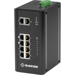 Black Box Industrial Ethernet Switch LPH3100A, 8-Port PoE+ 10/100/1000 with 2 Gigabit Ports, Panel/Wall/DIN Rail Mountable, RoHS Compliant (1 Year Warranty)