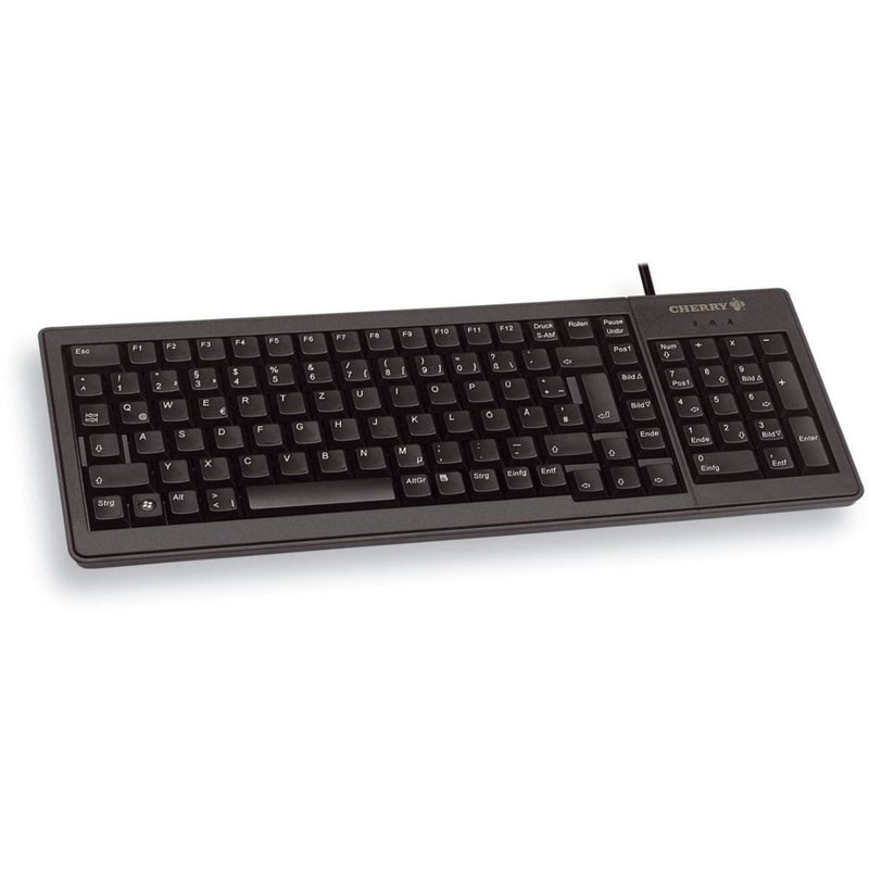 CHERRY G84-5200 XS Complete Keyboard in black with full layout including numeric keypad, shown from a front angle view