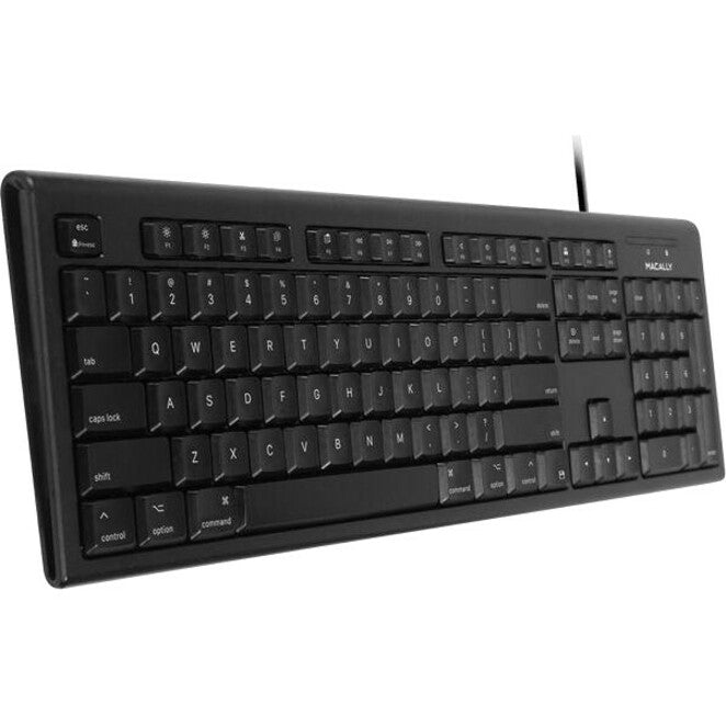 Macally QKEYB Schwarz 104 Tasten Full Size USB Tastatur für Mac Windows und Mac OS kompatibel