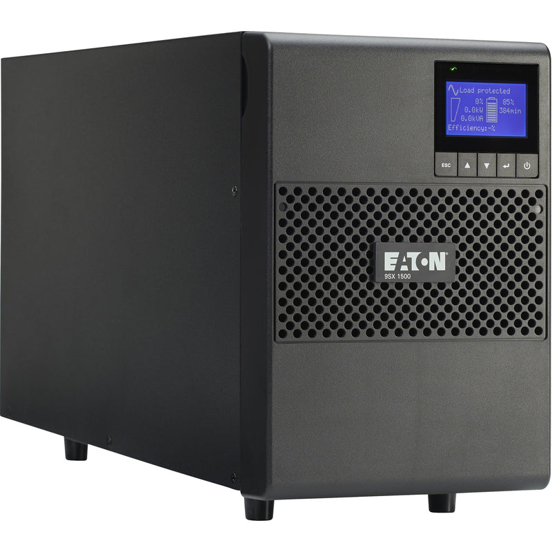 Side angle view of Eaton 9SX1500 UPS tower showing compact design