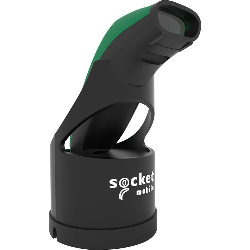 Side angle view of SocketScan S700 charging dock with Socket Mobile branding