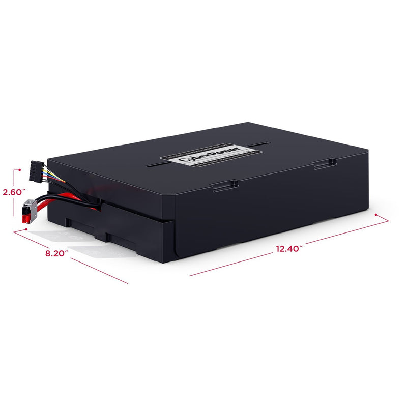 Dimensional specifications of CyberPower RB1270X4H battery cartridge with measurements