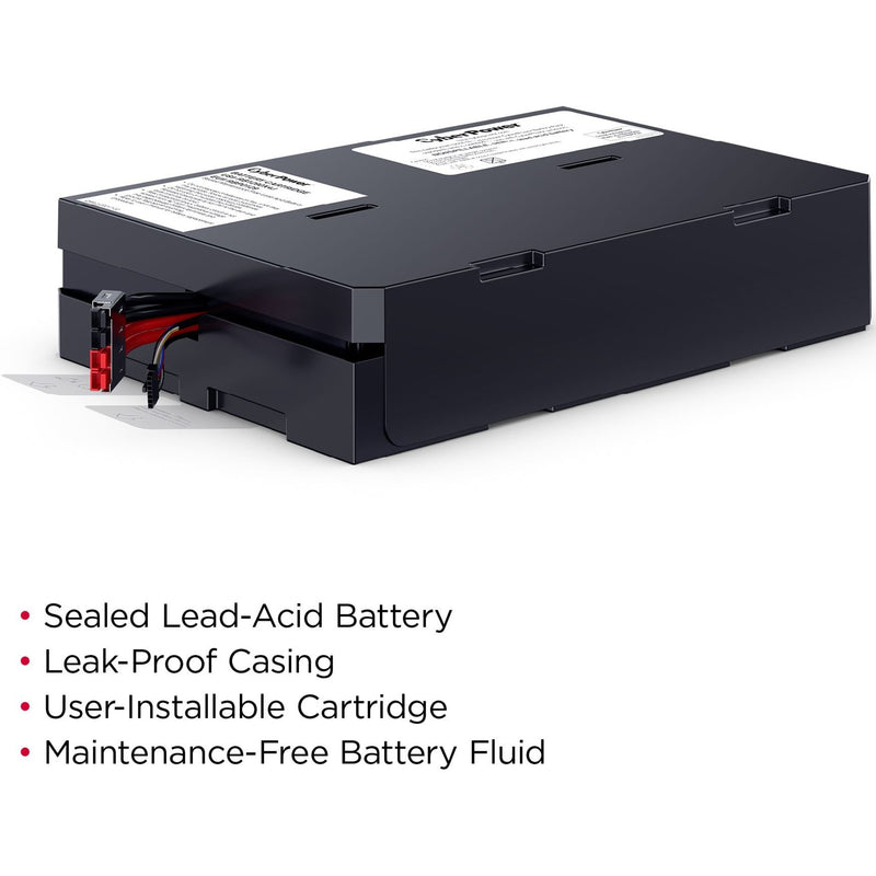 CyberPower battery features highlighting sealed lead-acid technology and leak-proof design