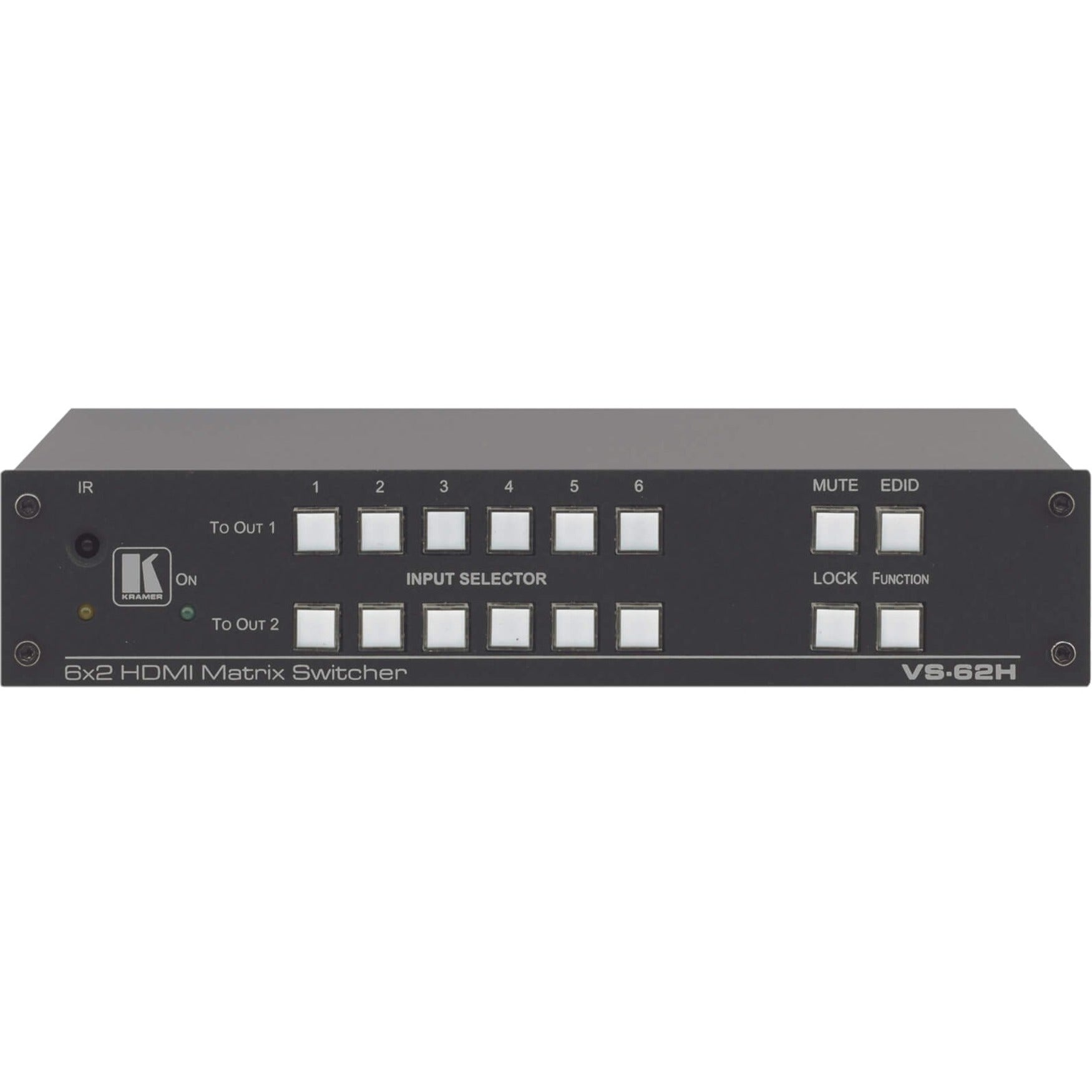 Kramer 20-80122090 VS-62H 6x2 4K60 4:2:0 HDMI Matrix Switcher, Twisted Pair Connectivity