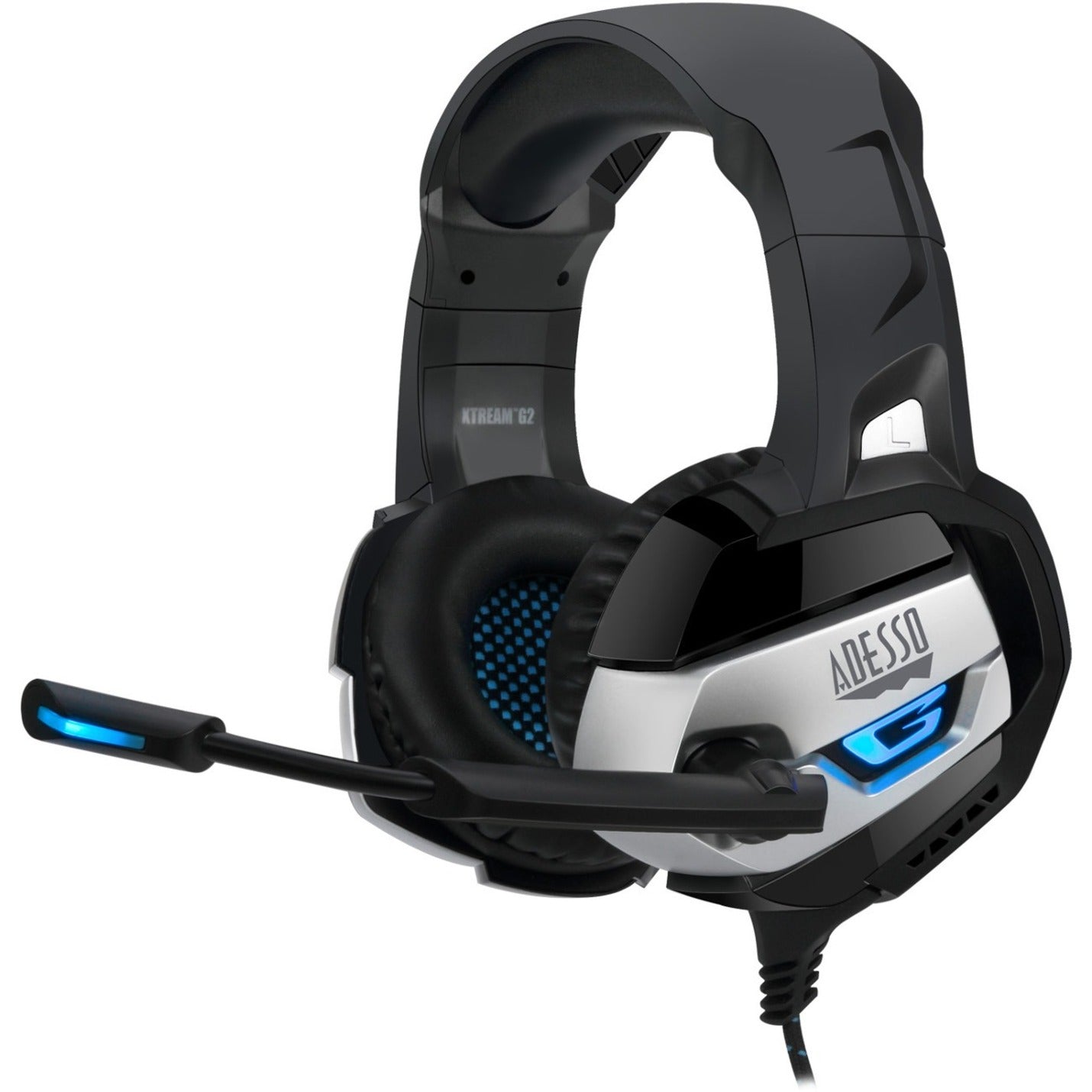 Adesso XTREAM G2 Stereo USB Gaming Headset with Microphone, Comfortable, Adjustable Headband, LED Lighting