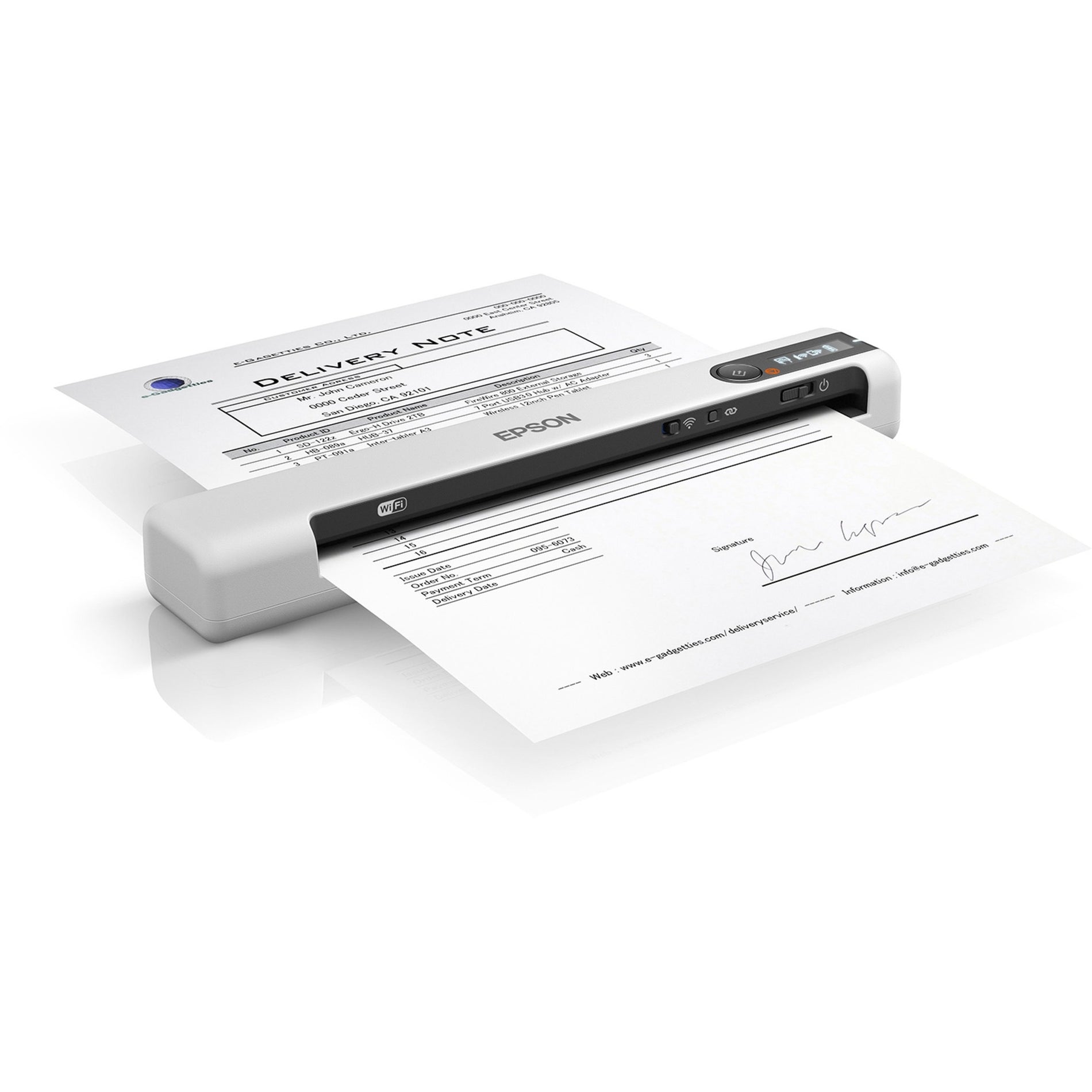 Epson DS-80W scanning a delivery note document in office setting-alternate-image8