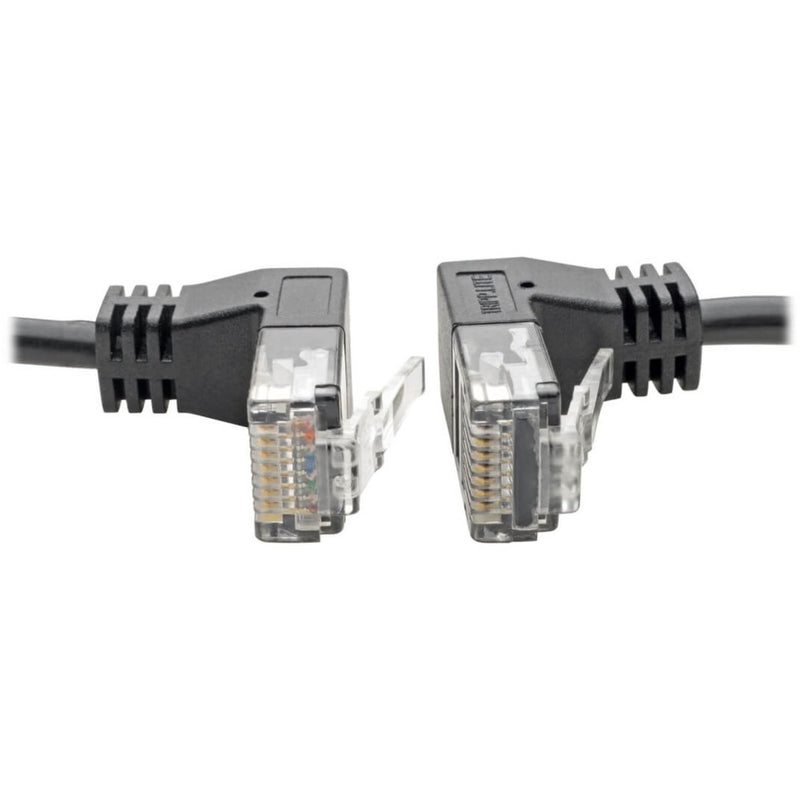 Detailed view of snagless boots on both RJ45 connectors