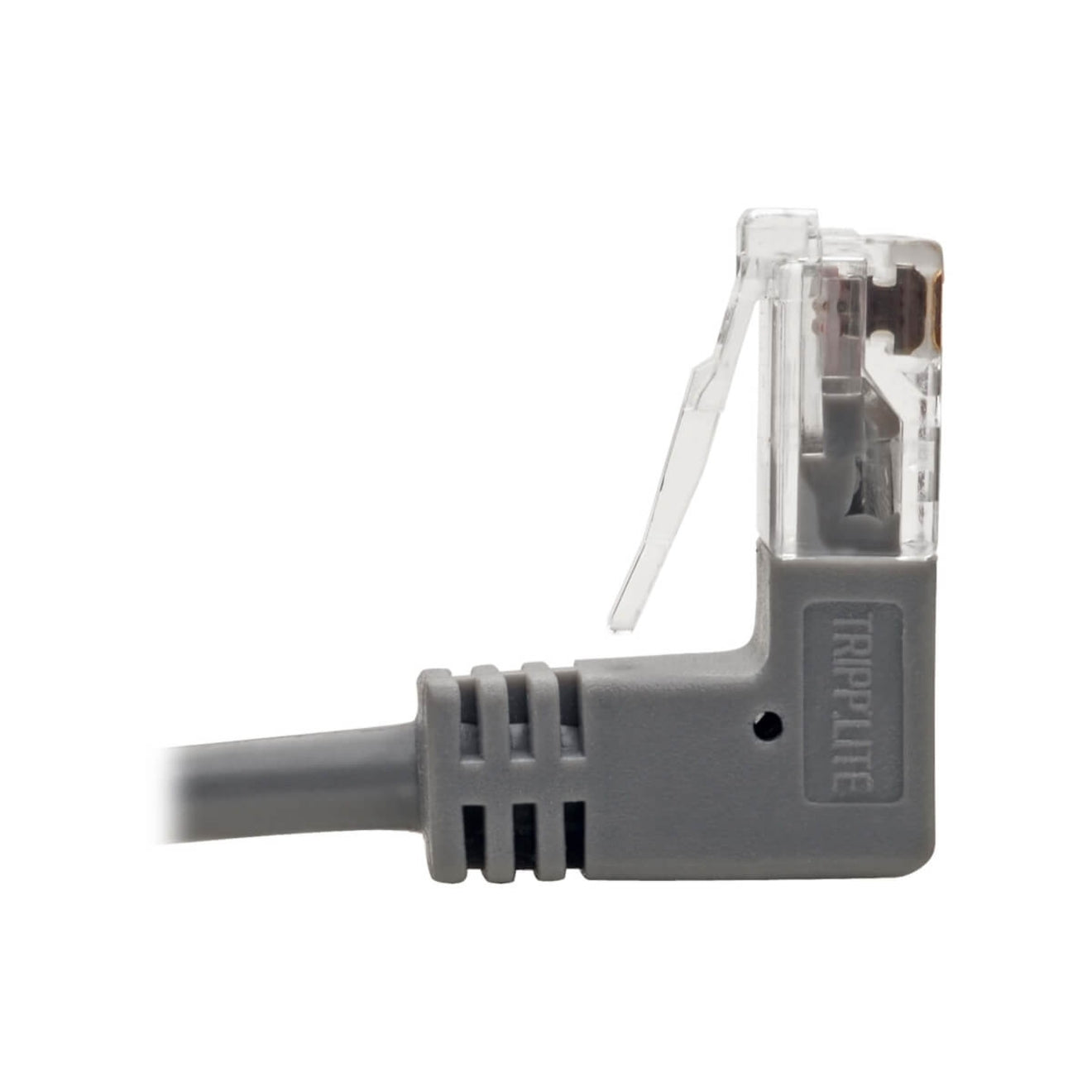 Tripp Lite N201-SR1-GY Right-Angle Cat6 UTP Patch Cable - 1 ft. M/M Slim Gray Snagless  Tripp Lite N201-SR1-GY Cavo patch Cat6 UTP ad angolo retto - 1 ft. M/M Sottile Grigio Senza incaglio