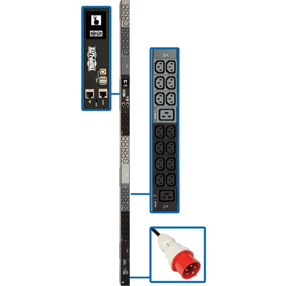 Tripp Lite PDU3XEVN6G20 48-Haltepunten PDU 1150 kW Vermogen Gecontroleerd Drie Fase