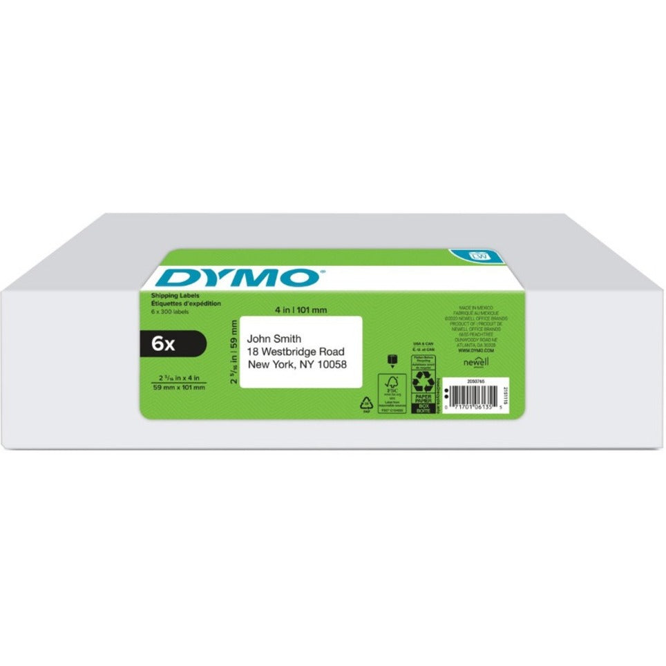 Dymo 2050765 LabelWriter Große Versandetiketten Value Pack - Selbstklebend 4" x 2 5/16" 6 Rollen 1800 Etiketten