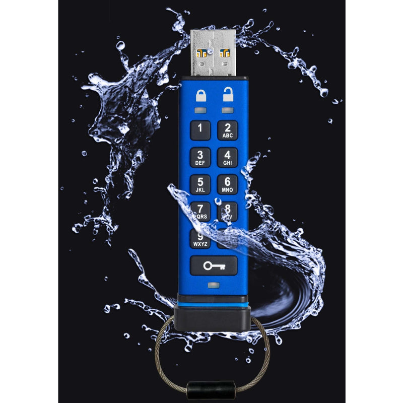 Water resistance demonstration of datAshur PRO secure flash drive with keypad