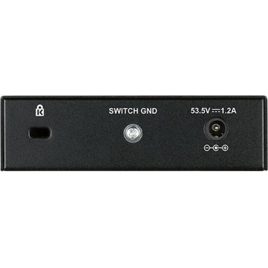 Rear view of DGS-1005P switch showing power input and grounding connections