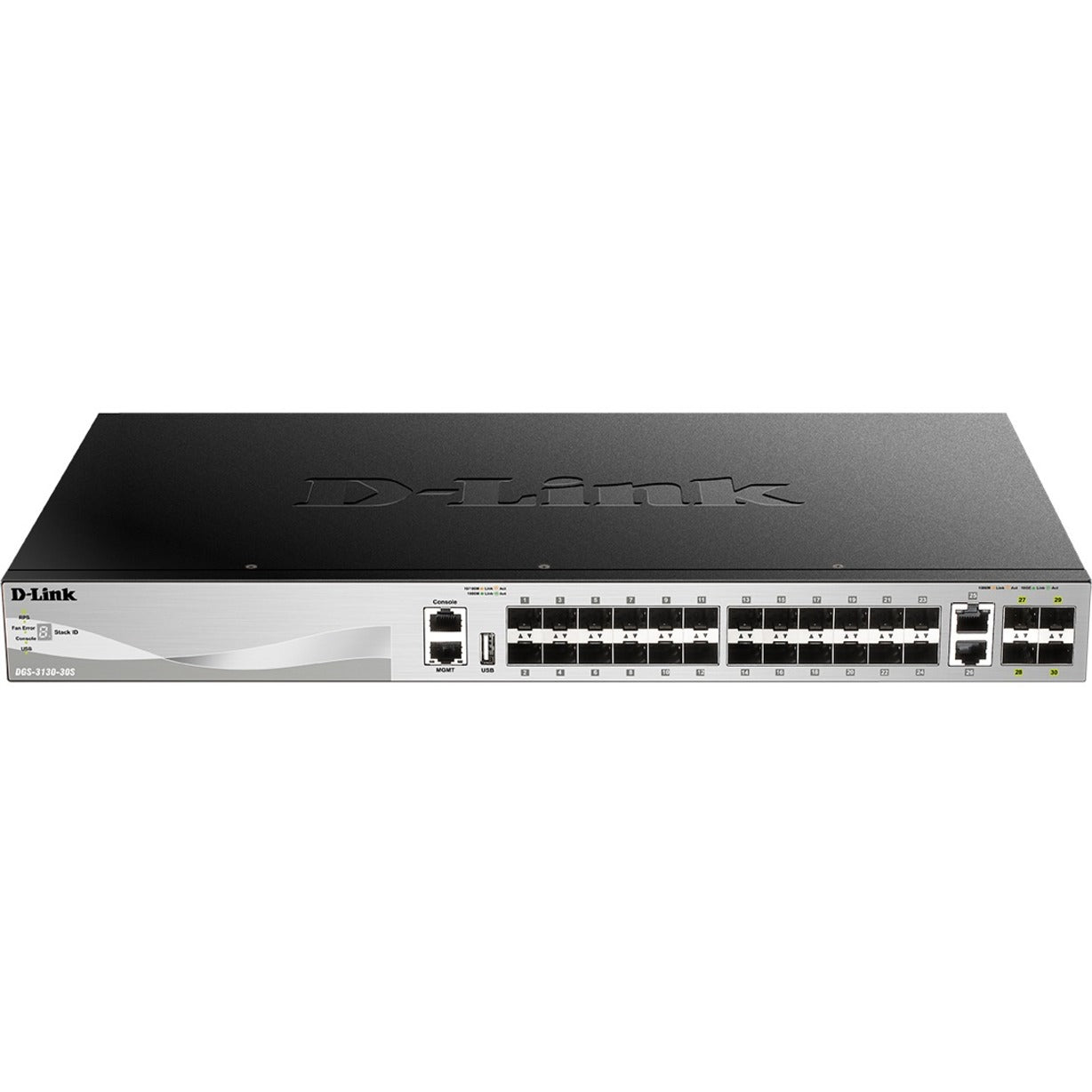 D-Link DGS-3130-30S Ethernet Switch 24 Gigabit Ethernet Expansion Slots 4 10 Gigabit Ethernet Uplink Ports  D-Link DGS-3130-30S Ethernet-switch 24 Gigabit Ethernet-uitbreidingsslots 4 10 Gigabit Ethernet-uplinkpoorten