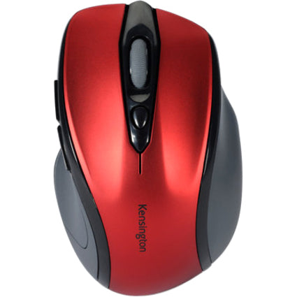 Front view of red Kensington wireless mouse showing ergonomic button layout