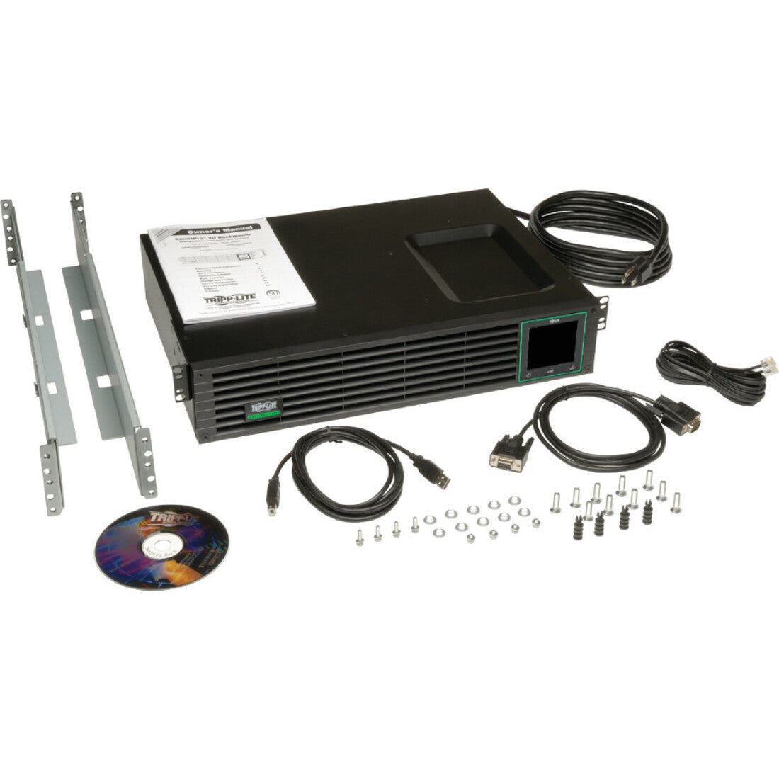 Complete package contents of Tripp Lite SMART1000RM2UL UPS including mounting hardware and cables-alternate-image5