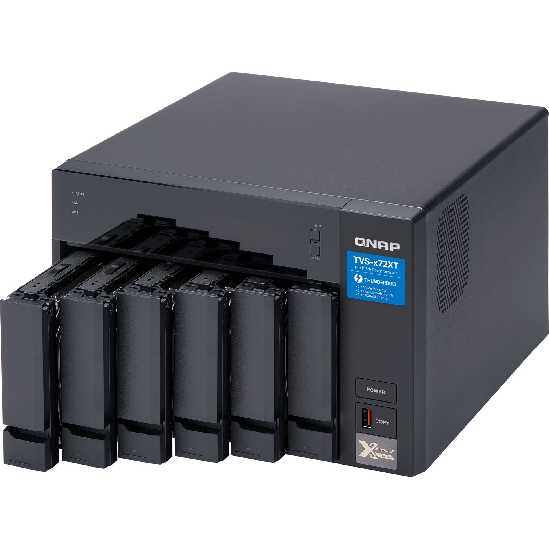 QNAP TVS-672XT-I3-8G-US TVS-672XT-I3-8G SAN/NAS/DAS Storage System、クアッドコア、8GB RAM、6ベイ、サンダーボルト3、10Gb Ethernet を翻訳します。  ブランド名：QNAP 翻訳：キューエンエーピー