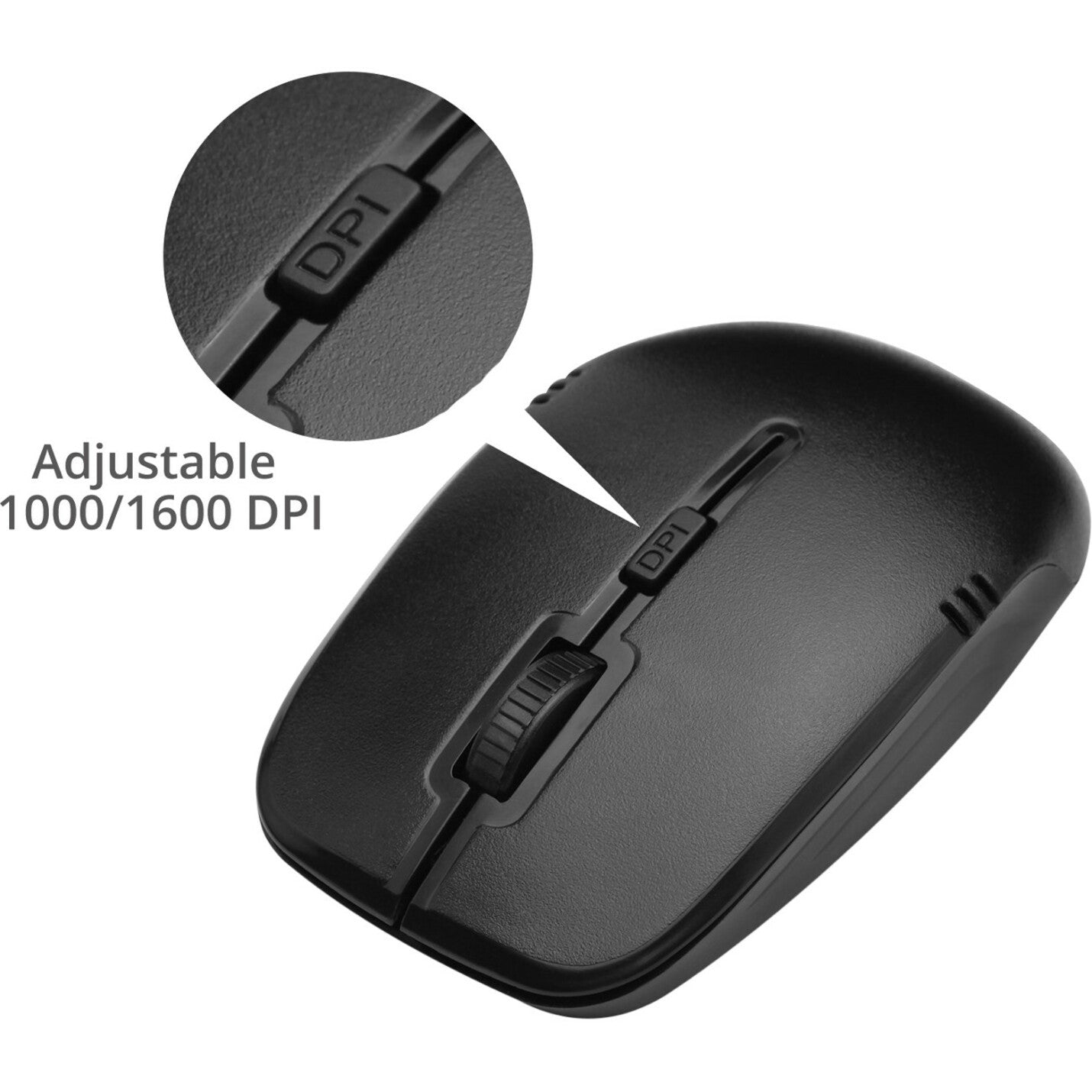 Close-up of SIIG wireless mouse showing DPI adjustment button-alternate-image4