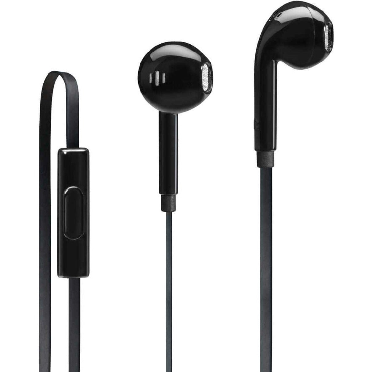 iStore AEH03610CAI Classic Fit Earbuds Glossy Black, Tangle-free Cable, In-Line Controller