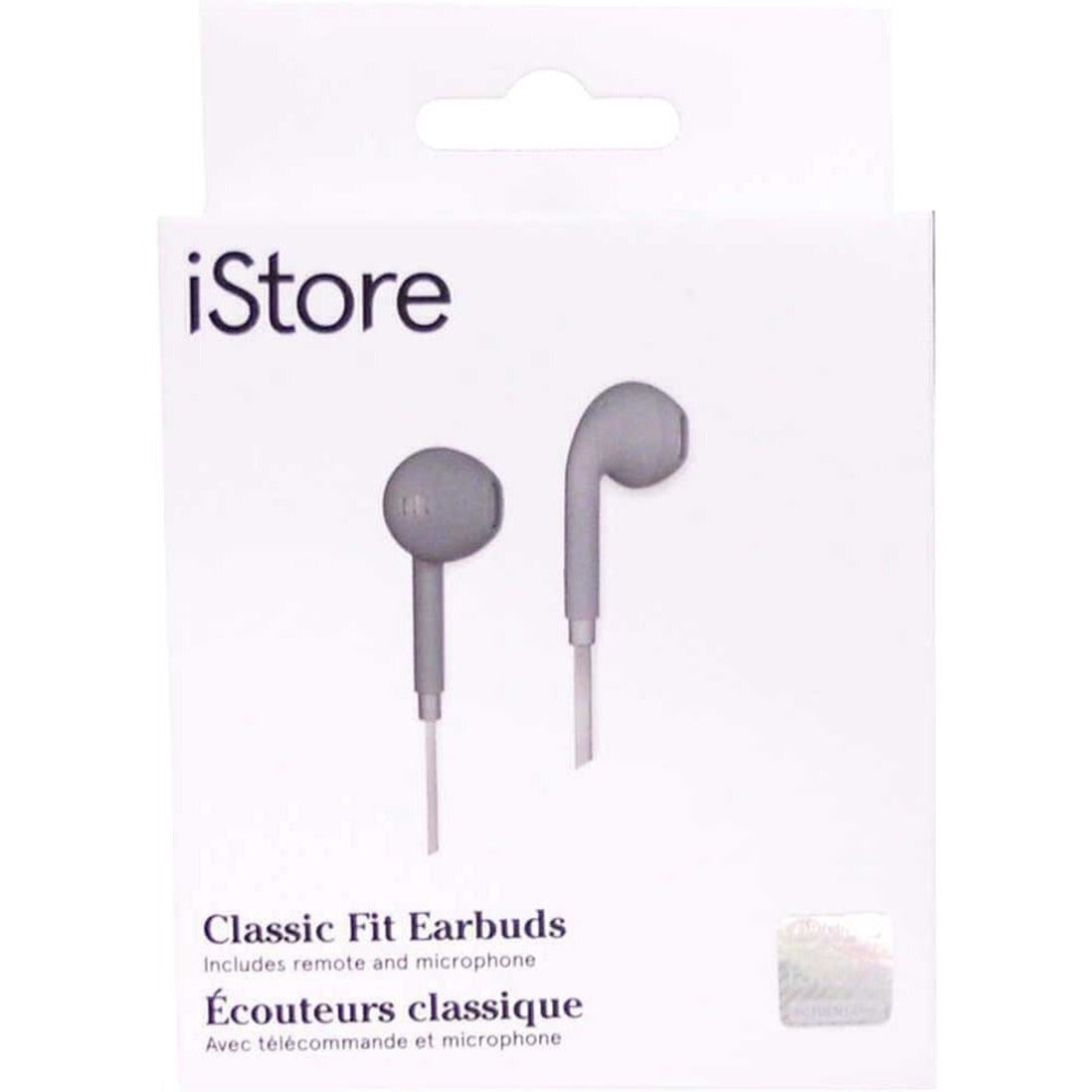 iStore AEH03605CAI Classic Fit Earbuds (Gray), Tangle-free Cable, In-Line Controller