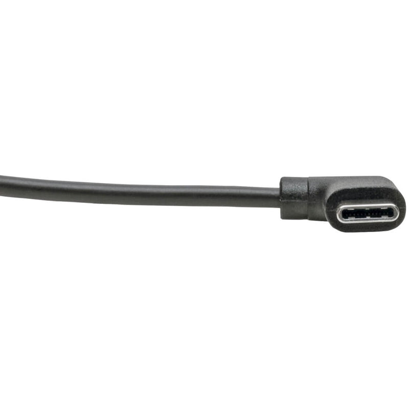 Close-up of right-angle USB-C connector showing 90-degree bend design