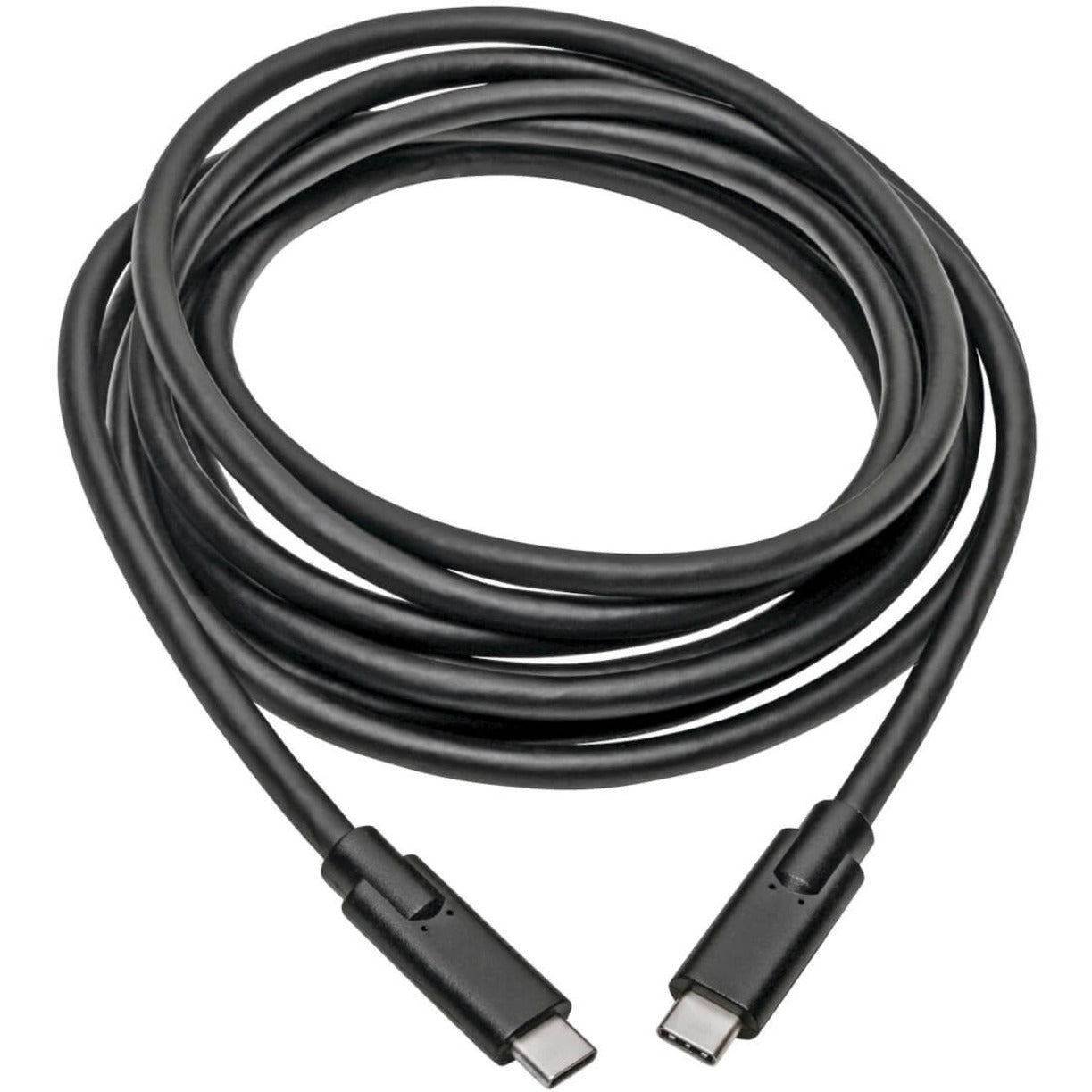 Full length view of 10-foot black USB-C to USB-C cable coiled to show length-alternate-image2