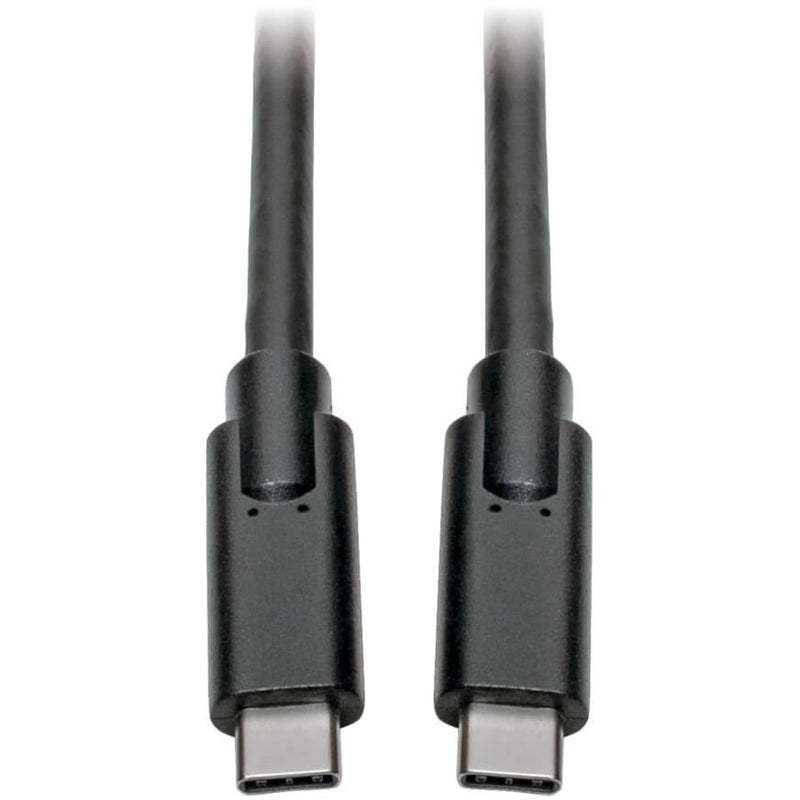 Close-up view of black USB Type-C connectors on both ends of the cable showing gold-plated contacts