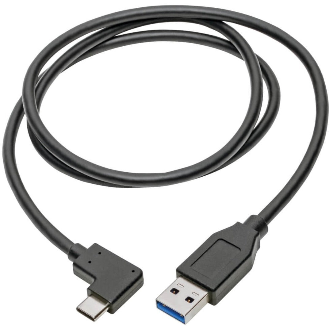 트립 라이트 U428-003-CRA 우각 USB-C에서 USB-A 케이블 M/M 3 ft. 스트레인 리프 양면 5 Gbit/s