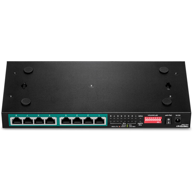 Top view of TRENDnet TPE-LG80 switch showing mounting points and port arrangement