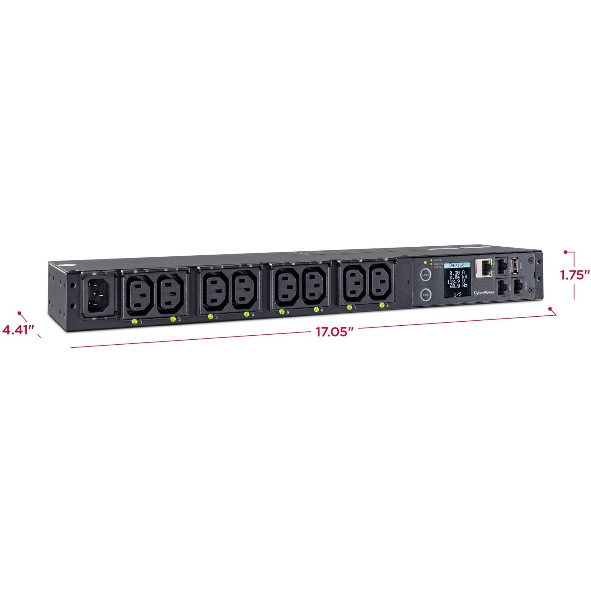 サイバーパワー PDU41004 8ポートPDU、単相100-240VAC 15A スイッチ付きPDU 品名: サイバーパワー