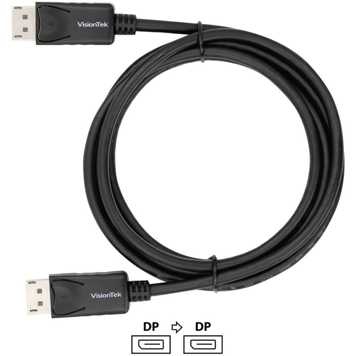 VisionTek 901211 DisplayPort to DisplayPort 2M Cable (M/M), Active, Eyefinity Technology, HDCP, Plug & Play