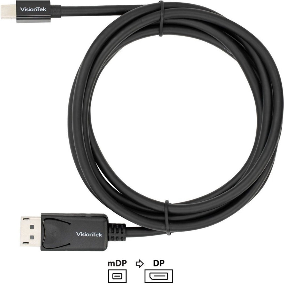 VisionTek 901212 Mini DisplayPort to DisplayPort 2M Cable (M/M), Active, Plug & Play, 6.56 ft, 3840 x 2160, HDCP, Eyefinity Technology