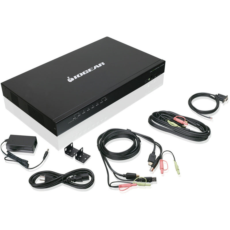 IOGEAR GCS1808H KVM switch with complete accessory kit displayed