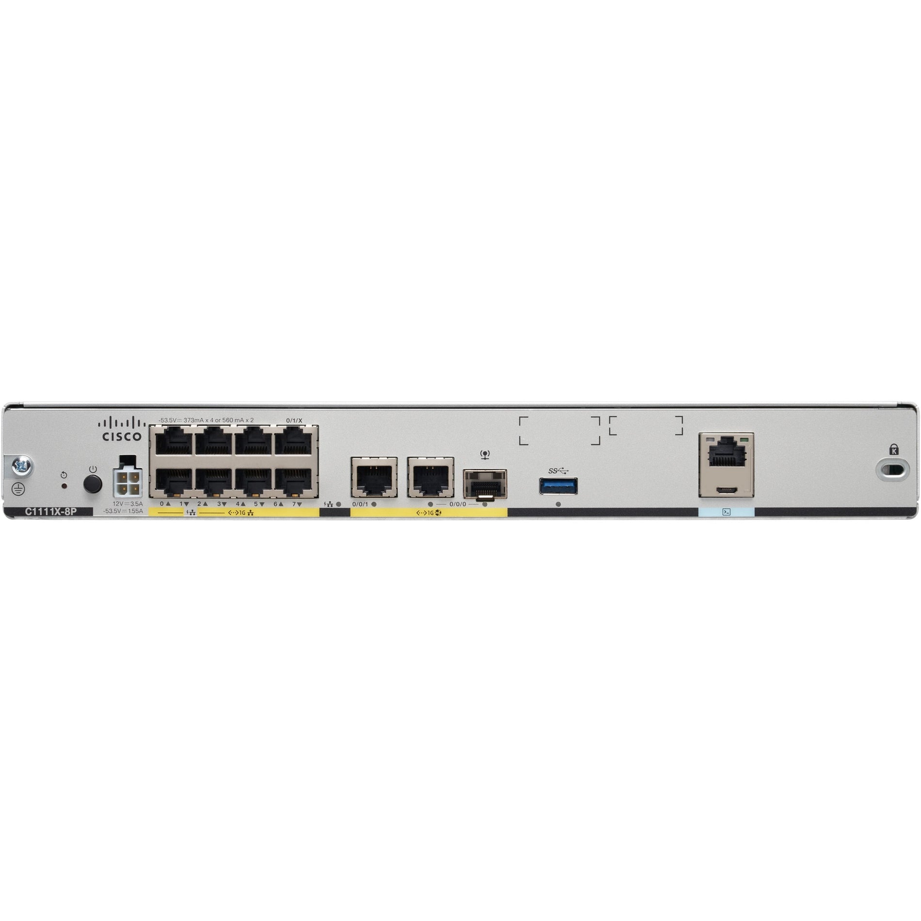 Rear view of Cisco C1111X-8P router showing all ports and interfaces-alternate-image5