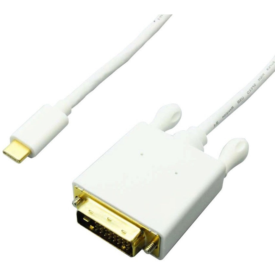 4XEM 4XUSBCDVI6 USB-C to DVI Adapter Cable, 6FT- White, Plug & Play, Active