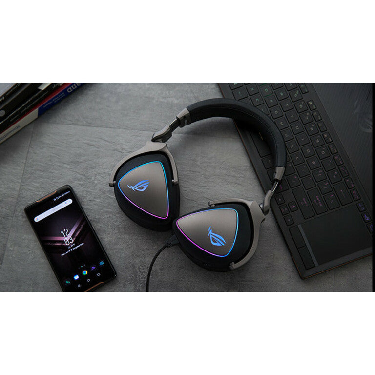 ROG Delta shown with multiple compatible devices