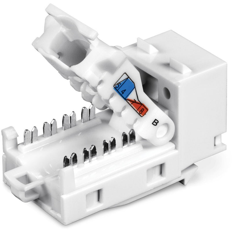 Detailed view of keystone jack's contact points and internal structure