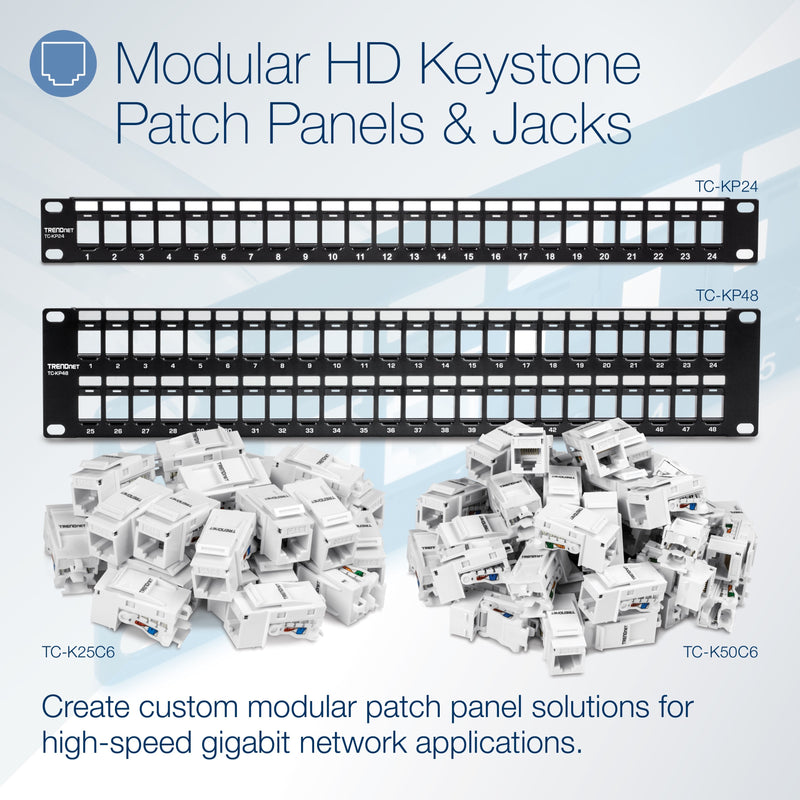 Overview of TRENDnet patch panel solutions with keystone jacks