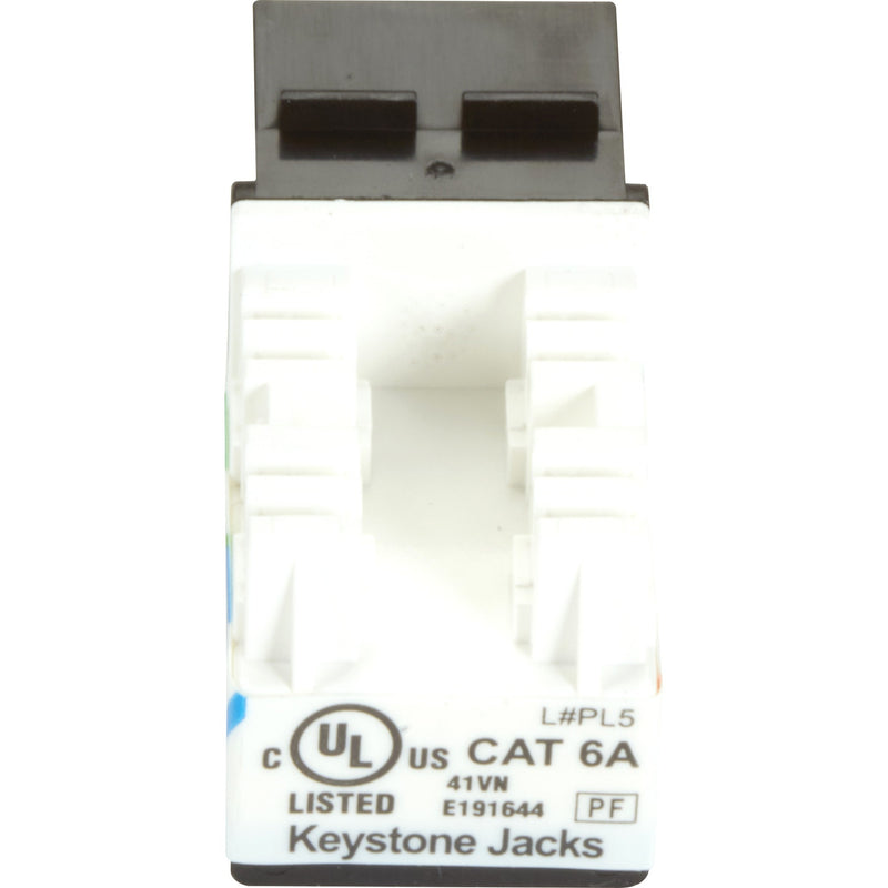 UL certification markings on Black Box CAT6A keystone jack