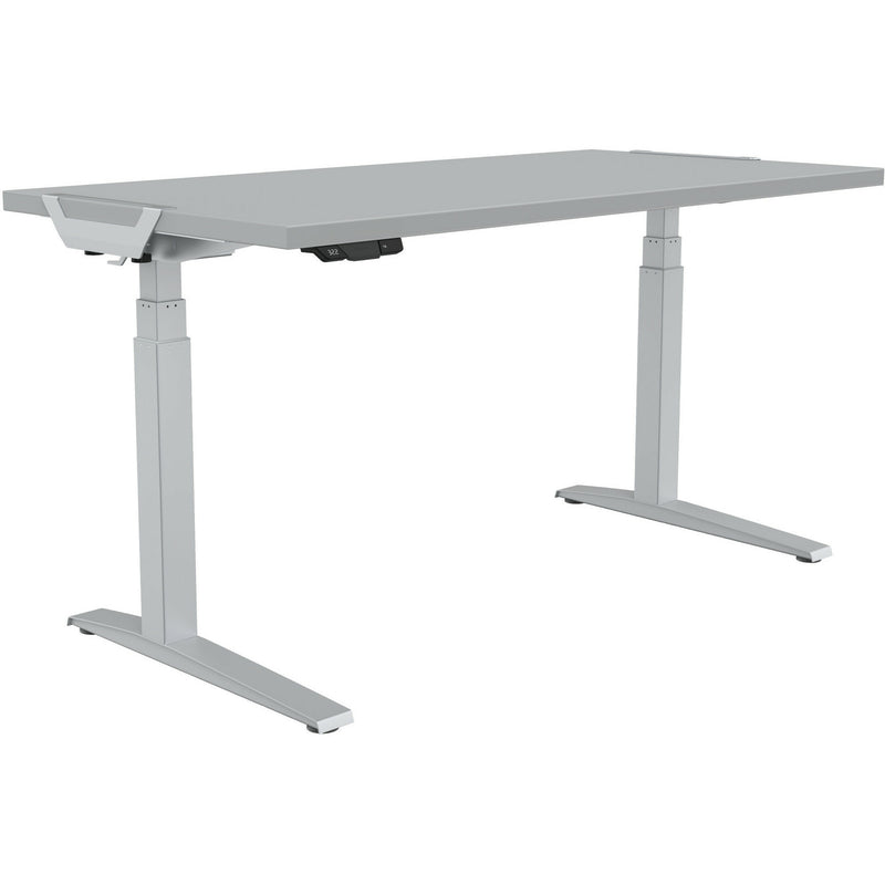 Fellowes Levado height adjustable base shown with gray table top and control mechanism