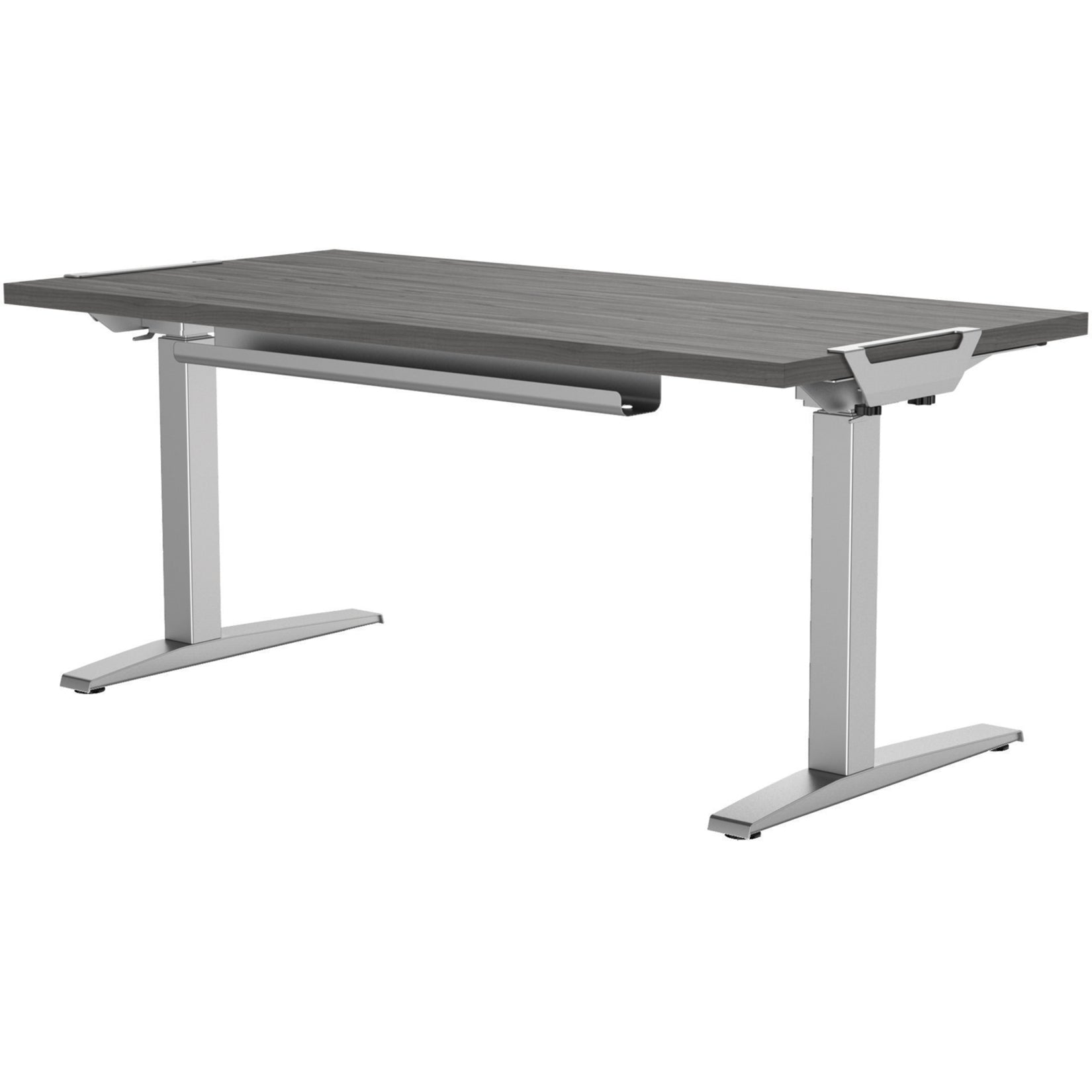 Side view of Fellowes Levado height-adjustable desk showing sleek profile and gray ash desktop-alternate-image2