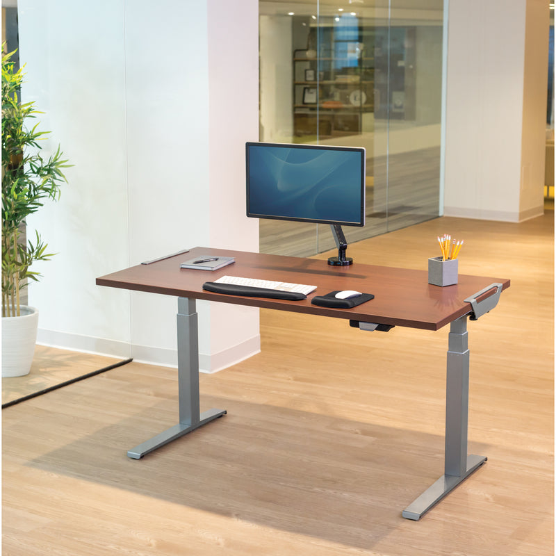 Clean, minimalist setup of Levado standing desk in modern office