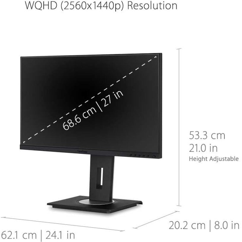 ViewSonic VG2755-2K 27" SuperClear IPS Quad HD Monitor Advanced Ergonomics 2560 x 1440 Resolution  ViewSonic VG2755-2K 27" SuperClear IPS Quad HD-monitor Geavanceerde ergonomie 2560 x 1440 Resolutie