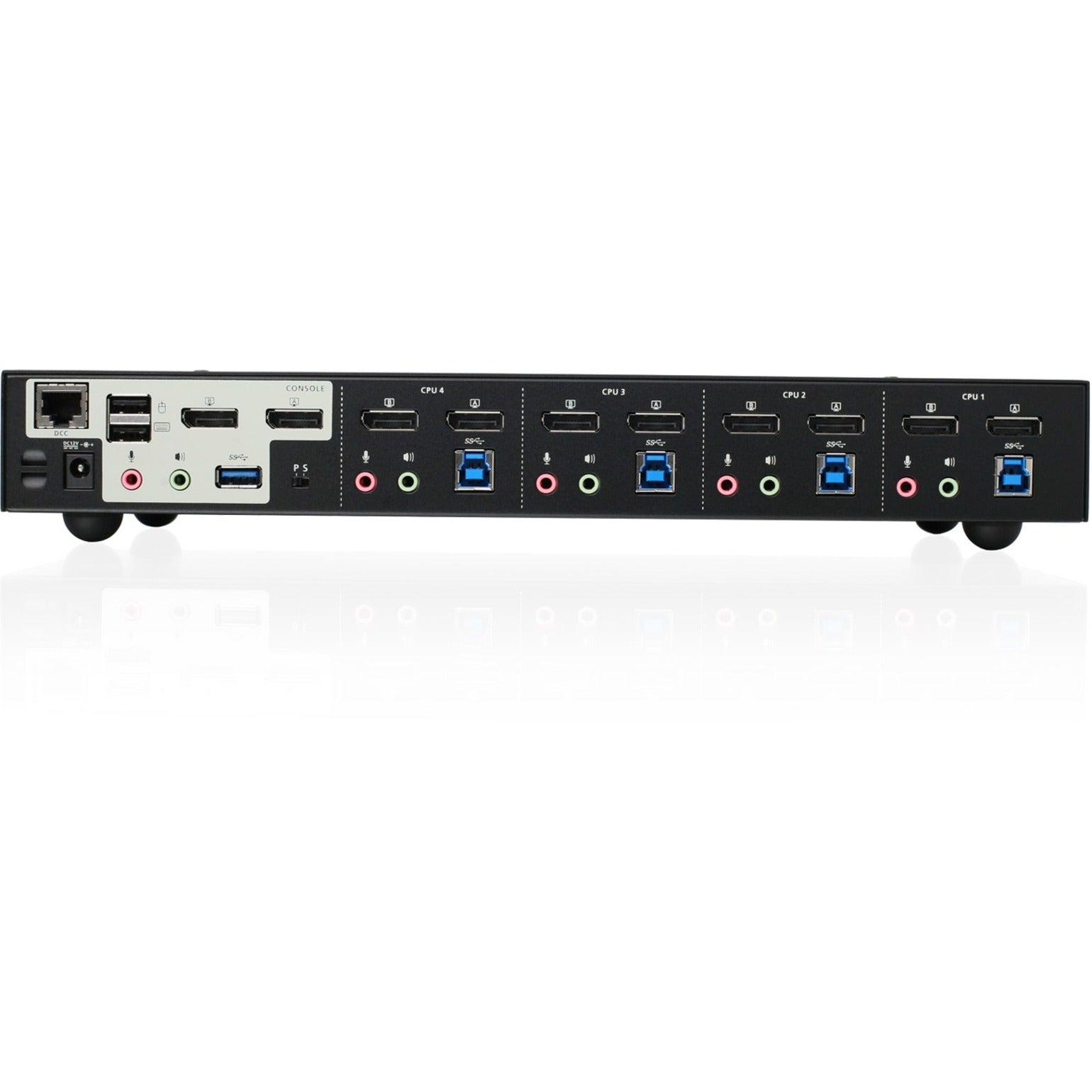 IOGEAR GCS1944 4-Port 4K Dual View DisplayPort KVMP with USB 3.0 Hub and Audio (TAA), Maximum Video Resolution 4096 x 2160, 3 Year Limited Warranty