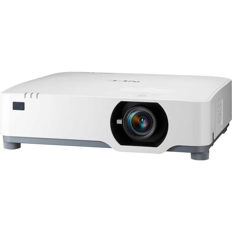 Front view of white NEC P525UL laser projector showing lens and ventilation design