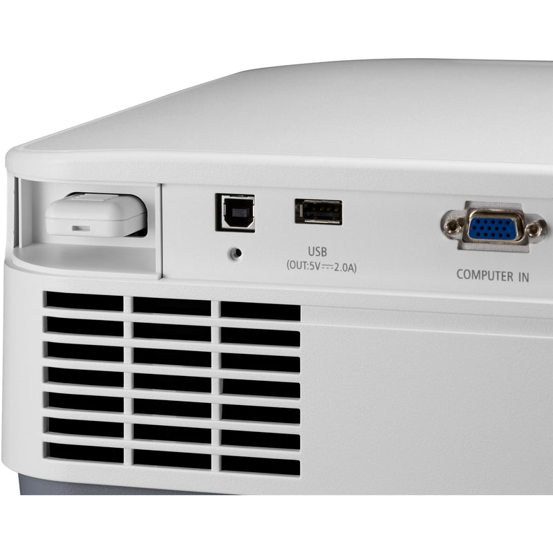 Detailed view of NEC P525UL projector's USB and computer input ports