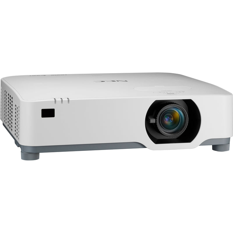 Angled view of NEC P525UL projector highlighting design and lens