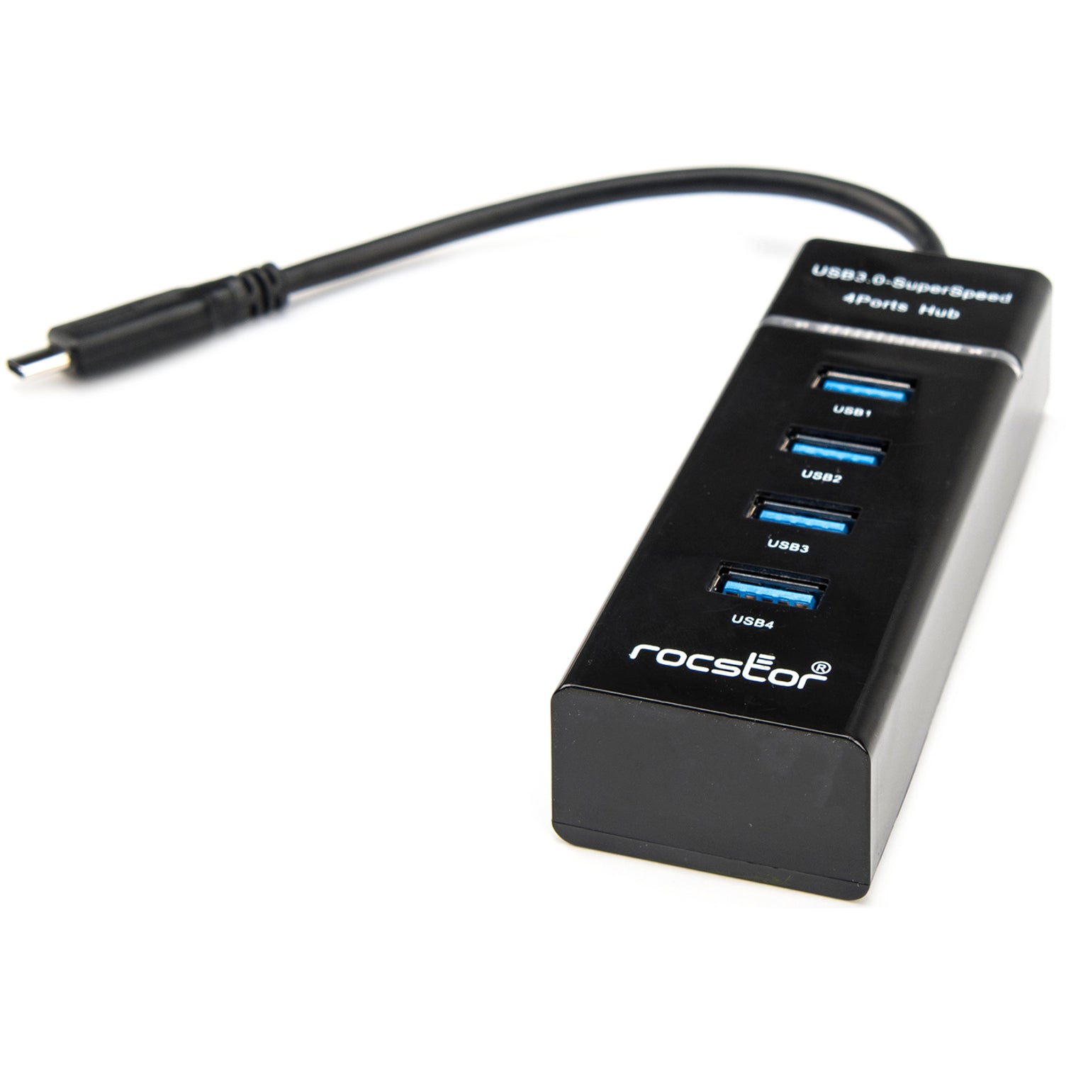 Rocstor Y10A228-B1 Premium Mince Portable 4 Hub USB C 4 Ports USB 3.0 Alimenté par Bus
