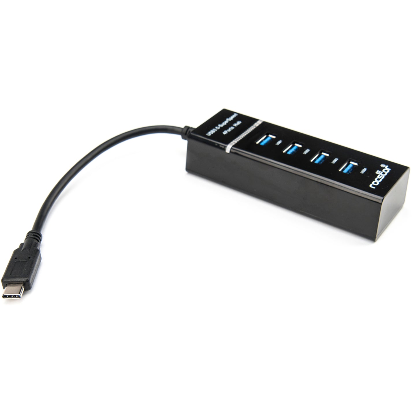 Rocstor Y10A228-B1 Premium Slim Portable 4 Port USB C Hub, 4 USB 3.0 Ports, Bus Powered
