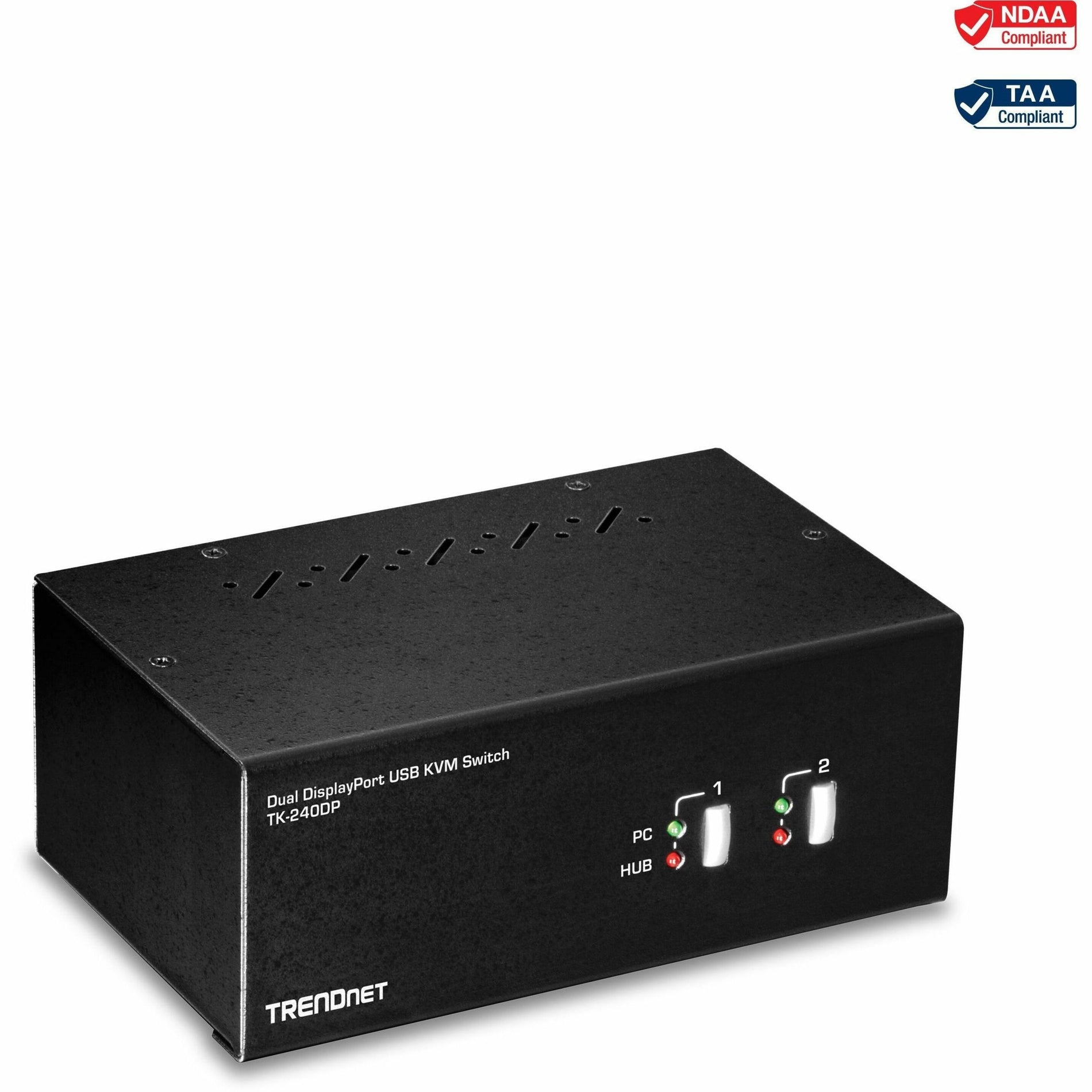 TRENDnet TK-240DP 2-Port Dual Monitor DisplayPort KVM Switch, 3840 x 2160 Resolution, TAA Compliant